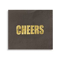 Cocktail Napkins - 100-Pack Disposable Paper Napkins Party Supplies, Gold Cheers Designs, 3-Ply, Black, Folded 5 x 5 inches