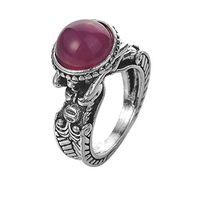 Peigen Vintage Silver Rings,Personality Simple Retro Inlaid Rhinestone Multicolor Ring Ladies Jewelry