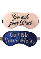 Go Ask Your Mom/Go Ask Your Dad Funny Sleep Mask for Both Parents - Comfortable Handmade Soft Satin - Includes Travel Storage Bag - Made in the USA (white) - Gift for Moms, Dads, New Moms, and New Dad