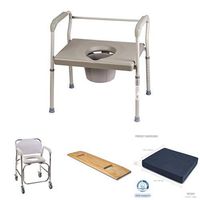 DMI Bedside Commode Chair 500 lb Capacity Heavy-Duty Steel Commode Toilet Chair with Transport Chair Commode Chair and Transfer Board, Wheelchair Seat Cushion Standard Foam Seat