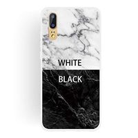 JUNXI Phone case Phone Cover Black and White Text Matte Semi-Transparent TPU Marble Phone Case for Huawei P20 Lite Fasnion