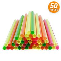 RamPro Extra Large Giant Straws Disposable Smoothie Milkshake Thick Shake Straws Long Plastic Drinking Straw in Assorted Colors Perfect for Special Occasions, Parties (50 Pieces)