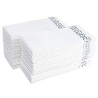 Disposable Hand Towels Napkins | Guest | Bathroom | Wedding | Soft and Absorbent Linen-Feel Paper | 100 Count | White with Silver Design - by Aya's Cutlery Kingdom