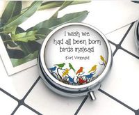 Compact 3 Compartment Medicine Case, Pill Box for Pocket or PursePill Box Decorative Pill Case with Gift Box Kurt Vonnegut Quote Chemicals