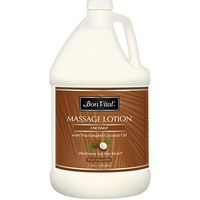 Bon Vital' Coconut Massage Lotion Made with 100% Pure Fractionated Coconut Oil, Lightweight Massage Lotion, Provides a More Relaxing Massage, with Intense Skin Hydrating and Moisturizing, 1 Gal Bottle