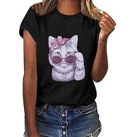 Onefa Super Cute Short Sleeve Shirt with a Lovly Cat Designed Qucik Dry Breathable Soft to Touch Best Choice for This Summer