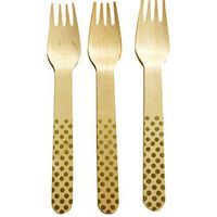 Perfect Stix Polka Dot Forks 158 36-Gold Printed Wooden Forks with Gold Polka Dot Pattern, 6" (Pack of 36)