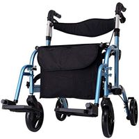 ECHOV Walking Mobility Aid Lightweight Folding Walker, with 4-Wheeled Walking Bicycle, Elderly Shopping Cart, Disabled Walker with Seat (Color : Blue, Size : 85-97cm)