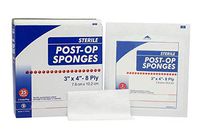 AMZ Medical Post-Op Sponges 4" x 3". Pack of 50 8-ply Gauze Faced Sponge for Wound Care and Protection. Sterile, Cellulose Fill, Latex-Free. Fast Wicking and Increased Absorbency.
