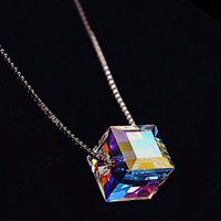 Multi-color Crystal Silver Women Jewelry Square Gems Necklace Pendant 8mm NL121 Prom Woman Pretty Beautiful Cute Stylish For gift Simple Cheap Elegant Aesthetic