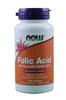 NOW Foods Folic Acid 800 mcg Tabs, 2 pk