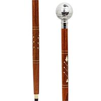 Premium Chromed Deluxe Walking Sticks | Rosewood Crafted Walking Cane with Solid Brass Chrome Decorative Bars | Walking Canes & Crutches | Nagina International (Globe, 36 Inches)
