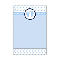 30 Blank Cards Invitations Thank You Cards Baby Boy Shower Cute Feet Stars Blue + 30 White Envelopes