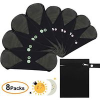 Reusable Washable Cloth Menstrual Pads, Super-Absorbent Charcoal Bamboo Cloth Sanitary Pads, 8 Pack Medium and Heavy Flow Sanitary Napkins with Wet Bag, Soft and Healthy Care Cloth Pad