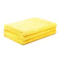 Kingole Microfiber Cleaning Cloths Rags Pack of 3, All-Purpose Edgeless Strong Absorbent Towels Scratch-Free No Lint or Streaks (Gold, 16"x24")