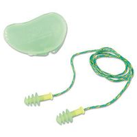 Leight Small Multiple Use Fusion 4-Flange Green Thermal Plastic Urethane Corded Earplugs With Detachable Nylon Cord (1 Pair Per HearPack, 100 Pair Per Box) [Set of 100]