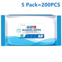 Disinfectant Wipes, 75% Alcohol Cleaning Wet Wipes(5 Pack,200 Wipes), Daily Disinfecting Use for Hand Home House Travel Office Electronics School Outdoor All Purpose