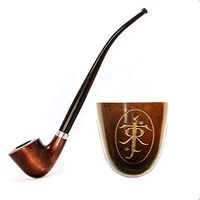 KAFpipeWorkshop Tobacco pipe Churchwarden pipe engraved with "TOLKIEN SYMBOL" Long pipe 9.5 inch Smoking pipe wooden pear pipe