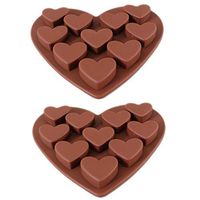 RoadSight 2Pcs Love Heart Shaped Silicone Molds Fondant Cake Chocolate Mold, for Soap Making, Pdding, Muffin, Loaf, Brownie, Cornbread and More (as show)