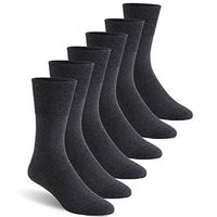 Non-Binding Diabetic Socks, Feelwe Women's Wide Diabetic Socks Cotton Diabetic Socks Cushioned Ankle Socks Extra-Wide Diabetic Socks Mens 10-13 with Seamless Toe 6 Pairs Dark Grey L