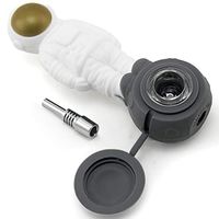 Pilot Diary Dual Use Silicone Straw with 10mm Tip - Astronaut on The Moon Design 4.9", White/Gray - US Stock