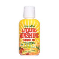 Natures Plus Liquid Sunshine Vitamin D3 - 5000 IU, 16 fl oz - Delicious Tropical Citrus Flavor - Bone Health, Heart Health & Immune System Support Supplement - Gluten Free - 32 Servings