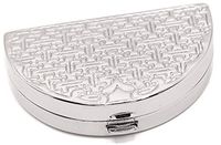 Silver Block Puzzle Pattern Semicricle Pocket Purse Portable Travel Pill Box & Medicine Organizer (1 Large Compartment)