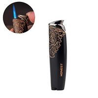 Single Jet Torch Cigar Cigarette Lighter Windproof Skylark Butane Gas Refillable Fire Starter,Black