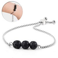 Maromalife Lava Stone Diffuser Bracelet Adjustable Diffuser Wristband with 3 Lava Stone 316L Stainless Steel Bracelet Aromatherapy Diffuser Bracelet for Women
