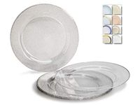 " OCCASIONS" 120 Plates Pack, Heavyweight Wedding Party Disposable Plastic Plates (7.5'' Appetizer/Dessert Plate, Seasons in Clear with Silver Glitter)