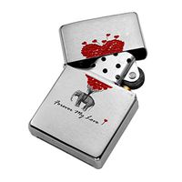 Elephant Heart Forever My Love - Windproof Flip-Top Refillable Silver Lighter with tin Gift Box
