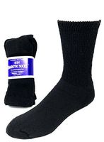 Diabetic Socks, Creswell Diabetic Socks, 6 Pack (1/2 Dozen Pairs), for Men and Women, Medical Socks for Neuropathy, Edema, Diabetes, Non-Binding Crew Length, Size 10-13 Large, Black