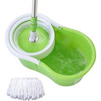 XSJK 360-Degree Rotary Head Ultra Slim Microfiber Mop with 2 Microfiber Mop Heads, Adjustable Stainless Steel Handle,Perfect Home + Kitchen Cleaner for Hardwood, Laminate, Tiles