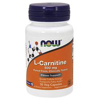 NOW Supplements, L-Carnitine 500mg, Purest Form, Amino Acid, Fitness Support*, 30 Veg Capsules