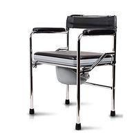 FeiQiangQiang Adult Bedside Toilet, Home Folding Elderly Pregnant Women Mobile Portable Toilet Seat Black Toilet Chair (Color : Black)