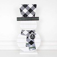 11" X 22" X 1.5" Wood Shiplap Snowman (Believe), White/Black/Green – 70433