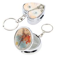 NATFUR 2X Heart/Round Pill Keychain Case for Pocket Purse Travel Cosmetic Organizer Elegant Pretty for Women Cute for Men for Girls for Gift Elegant Novelty Great Fine