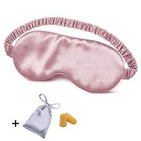 Silk Sleep Mask Eye Mask Blindfold with Double Layer Silk Filling and Elastic Strap for Full Night's Sleep, Travel and Nap, Bonus Free Luxury Bag and Ear Plugs by OLESILK (Candy Pink)