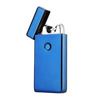 Txdeals4u Premium USB Lighter - Dual Arc Plasma Electronic Lighter - Rechargeable Splashproof Windproof Lighter, Cigarette Lighter, 10 Colors, Gift Box, Charging Cable, Soft Carrying Pouch (Blue)