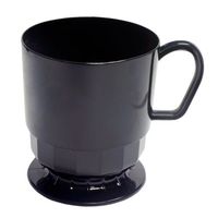 Party Essentials Elegance Hard Plastic Coffee Cup w/Handle, 8-Ounce Capacity, Black, Tea Mug, Disposable (Case of 120)