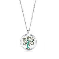 Mesinya (30mm)Essential Oil Diffuser Necklace Aroma Magnetic Locket Pendant With 30'' Ball Station Chain&Pads (Fancy Tree Of Life)