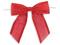 Pre-Tied Sheer Gift Bows with Satin Edge 12 Count - 1.5" - Red
