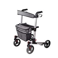 KJRJT Shopping Rollator Seniors Walker Lightweight Walking Frame Aid Mobility Trolley Stroller Scooter with Seat and Bag 4 Wheels for Elderly
