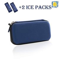 zinnor Portable Insulin Cooler Bag Insulin Travel Case Diabetic Organize Medication with 2 Ice Pack (Blue)