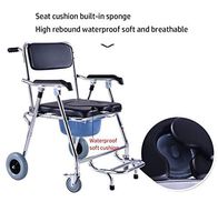 Portable Foldable Commode Chair Padded Toilet Seat, Shower Chair with Wheels, Shower Transport Chair,for Pregnant, Elderly & Disabled