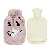 Classic Rubber Transparent Hot Water Bottle with Cute Animal Fox Pattern Cartoon Plush Cover