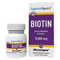 Superior Source Biotin 10,000mg Sublingual Instant Dissolve Tablets - Hair, Skin, and Nails Growth Vitamins - 60 Count