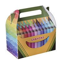 Hammont Paper Treat Boxes - Party Favors Treat Container Cookie Boxes Cute Designs Perfect for Parties and Celebrations 6.25" x 3.75" x 3.5" (10 Pack) (Crayon)