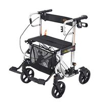 Rolling Walkers Shopping Cart Old Man Trolley Home Four-Wheeled Walker Portable Shopping Cart Can Take A Folding Wheelchair Gift Can Bear 100 Kg (Color : Black, Size : 586382-94cm)