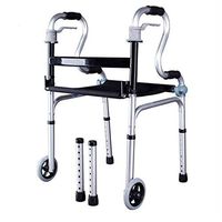 Luckya Walkable Walker Assisted Rehabilitation Training for The Elderly Disabled Four-Corner Aluminum Folding Wheel Frame Handrail 51cmx55cmx80cm Non-Slip Walking Stick with Hospital
